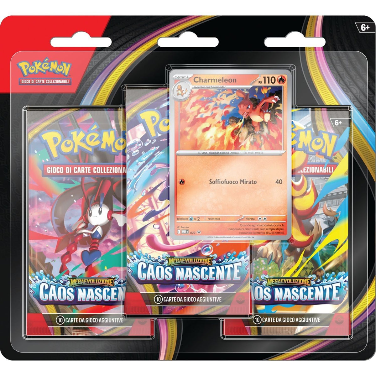 Carte Pokémon Caos Nascente, blister da 3 buste · art. PK10401