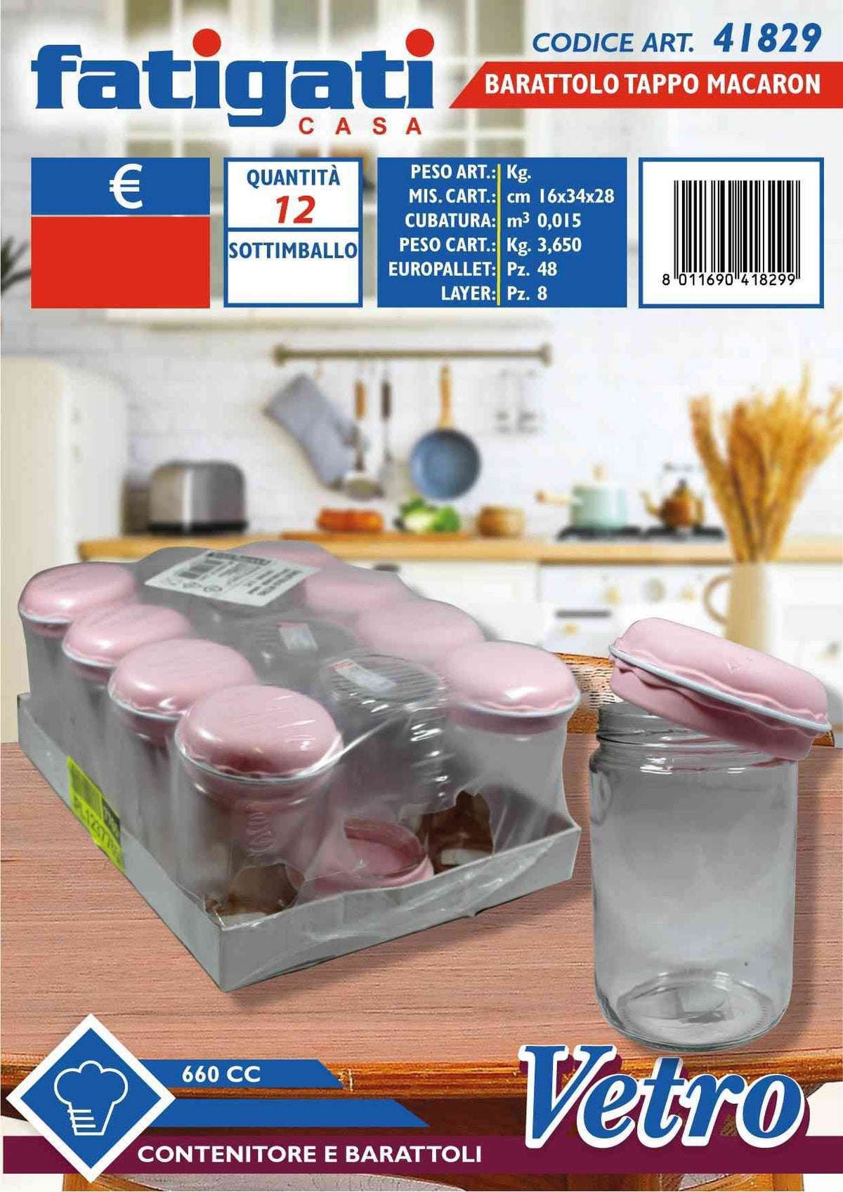 Barattolo vetro tappo macaron 660cc