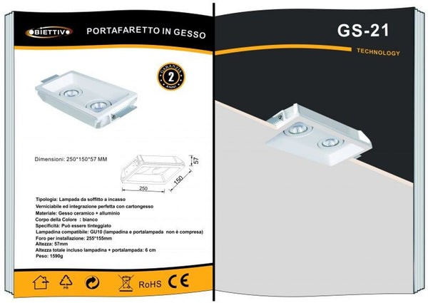 Porta Faretto In Gesso Regolabile Universo – GS-21