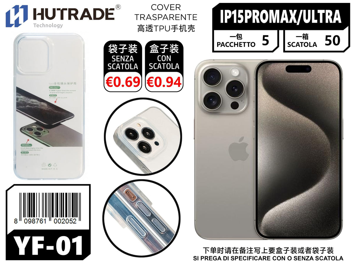 COVER TRASPARENTE IP 15 PROMAX/ULTRA – YF01 011814