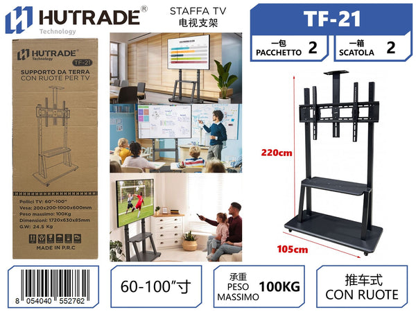 TF-21 STAFFA TV CON RUOTE 32-85 POLLICI