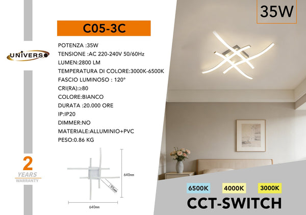 Lampada Da Soffitto Universo – C05-3C