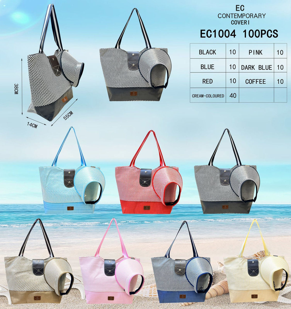 Coveri Contemporari EC1004, set borsa mare e cappello