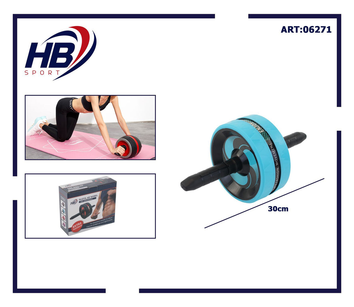 Ruota ab wheel per addominali-azzurro