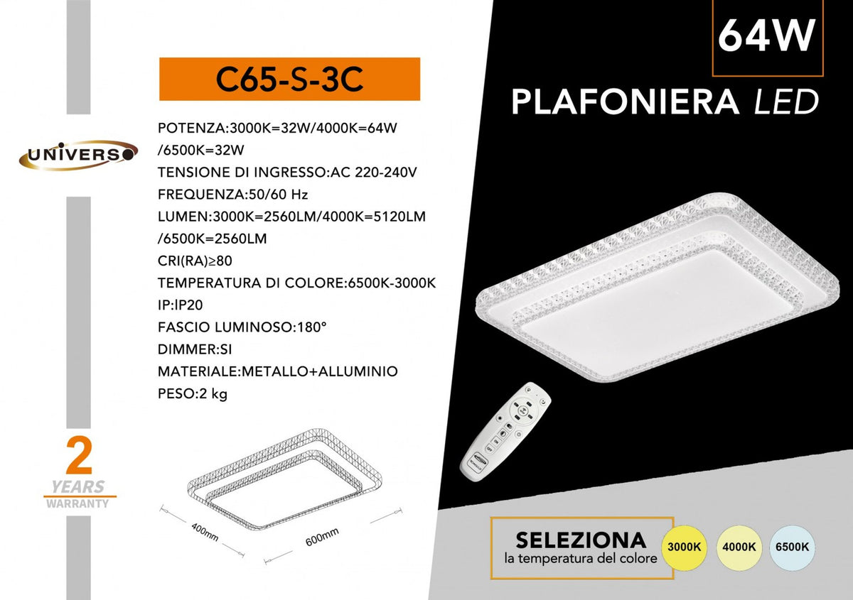 Lampada Da Soffitto Universo – C65-S-3C