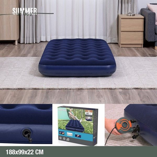 67001 airbed pvc blu floccato singolo plus cm. 188 × 99