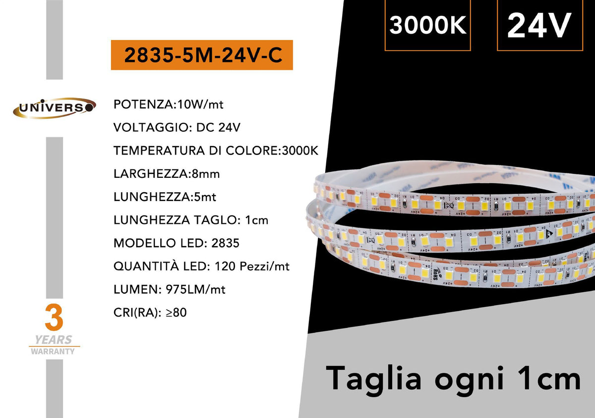 Striscia LED – 2835-5M-24V-C / 2835-5M-24V-N