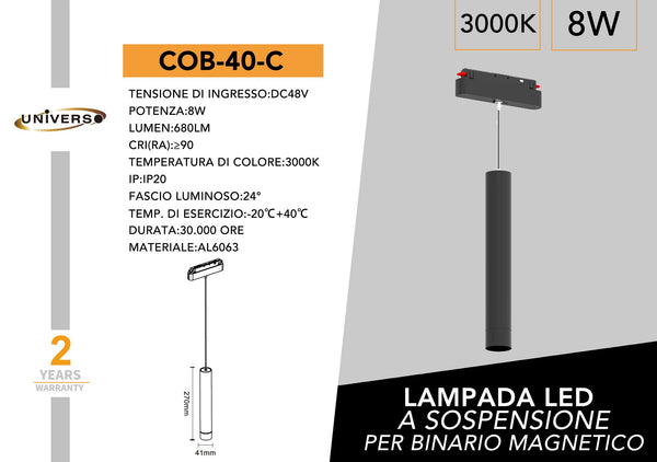 Lampada A Sospensione Per B.magnetico Universo – COB-40-C