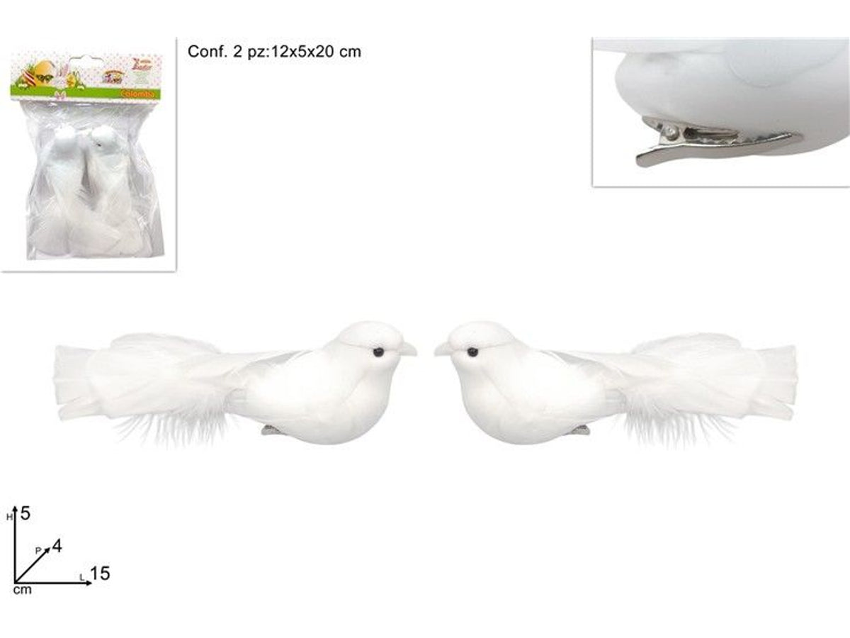 COLOMBA 15 cm CON PINZETTA SET 2 pz ART. TH18031/15CMDOVECLIP