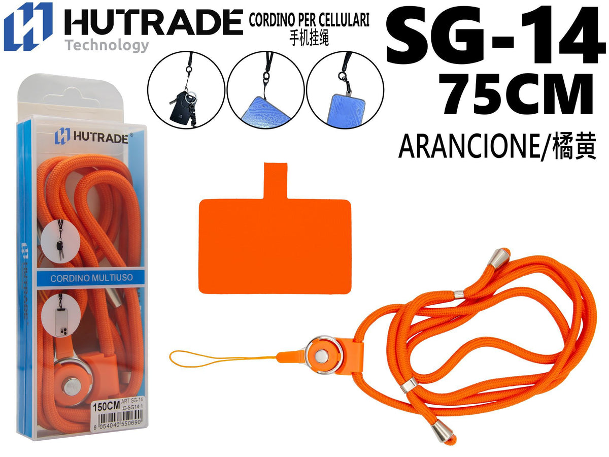 CORDA PER CELLULARE COLORATA 75CM ARANCIONE – SG14 ORANGE