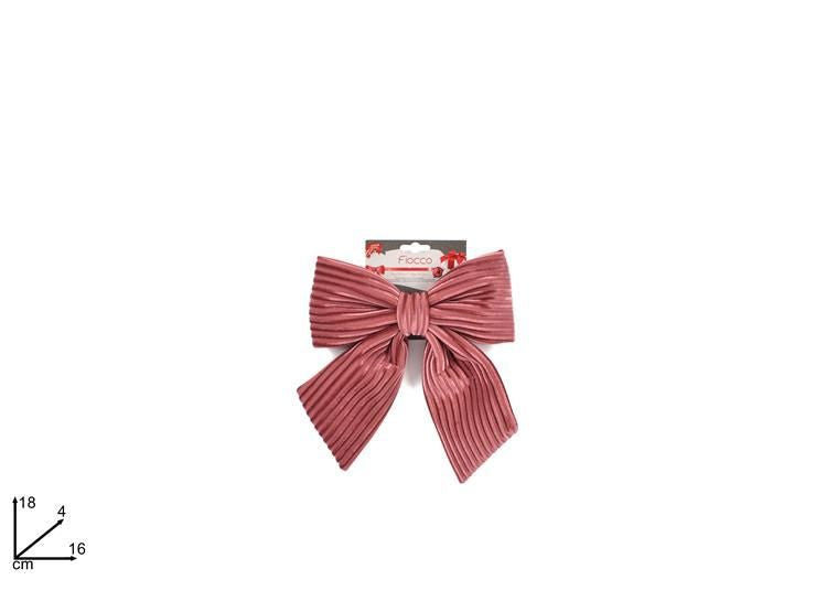 FIOCCO 16 cm VELLUTO A RIGHE ROSA