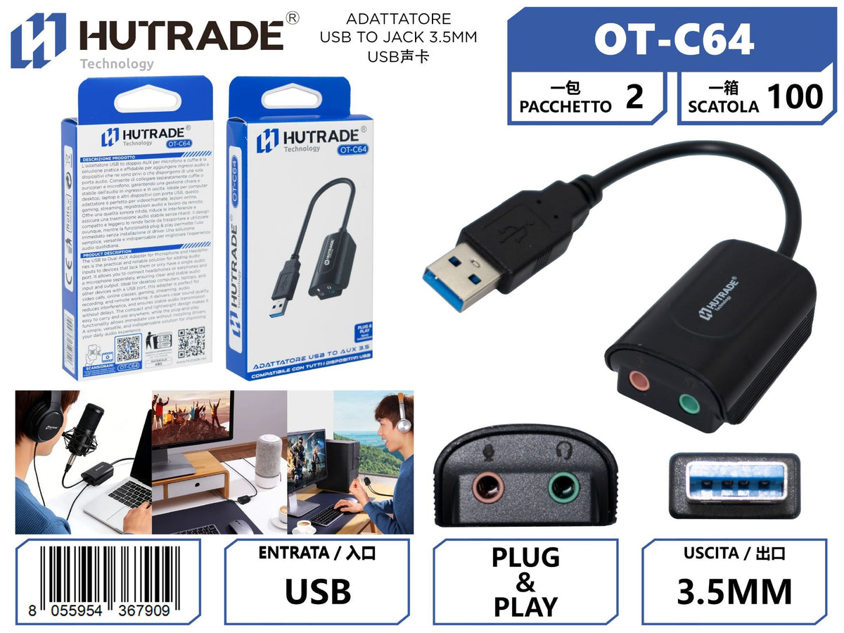 OT-C64 ADATTATORE USB TO JACK 3.5MM