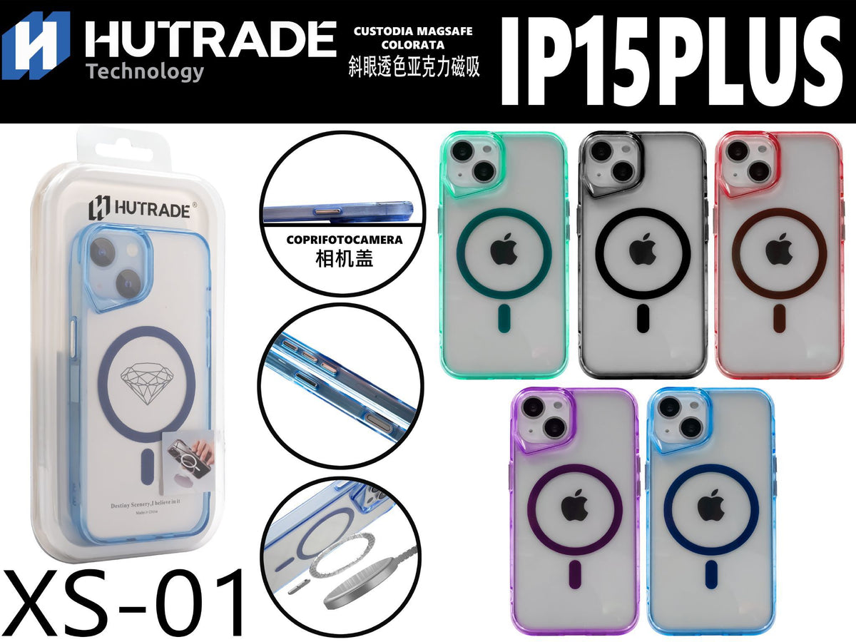 XS-01 COVER TRASPARENTE BORDO COLORATA MAGSAFE IP15 PLUS