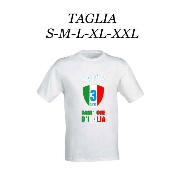 T-shirt bianca con stampa celebrativa Napoli, taglie assortite