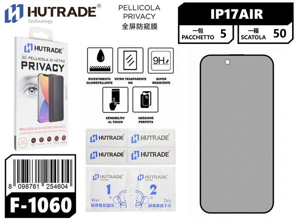 F-1060 PELLICOLA DI VETRO PRIVACY IP17 AIR