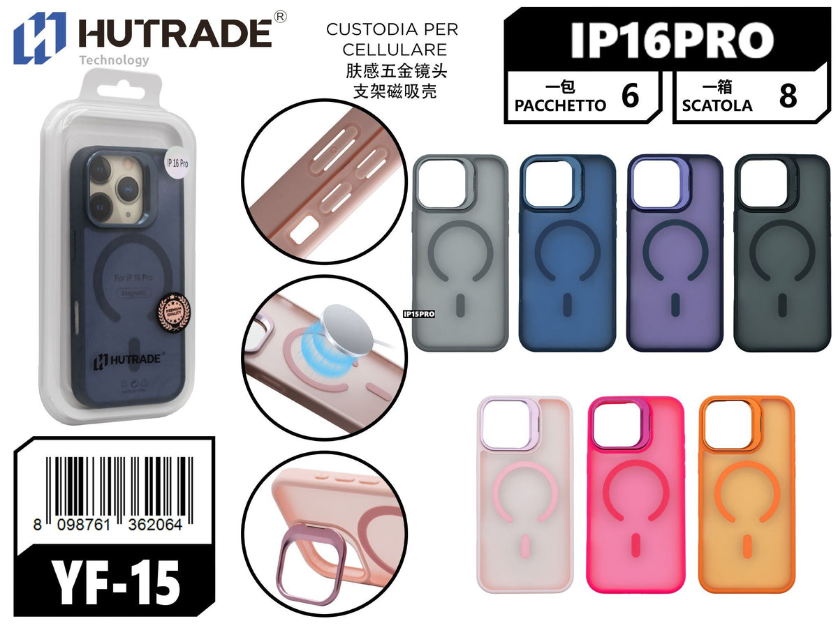 YF-15 COVER COLORATA OPACA CON SUPPORTO A MAGSAFE IP16 PRO