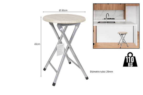 Sgabello metallo pieghevole base legno