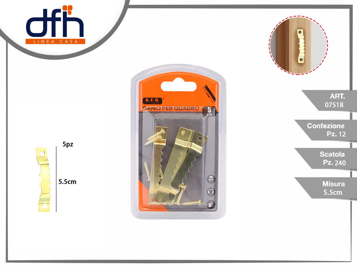 GANCI PER QUADRO 5.5 cm 5 pz