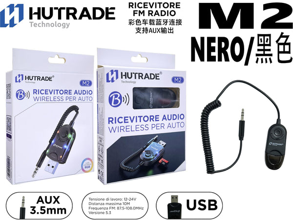 M2 TRASMETTITORE MULTICOLORE FM AUTO BLUETOOTH CON ATTACCO AUX 3.5MM