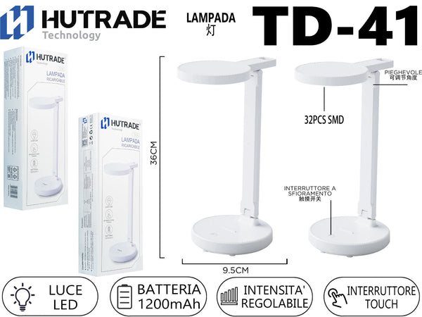 TD-41 LAMPADA DA TAVOLO PIEGHEVOLE RICARICABILE 1200MAH