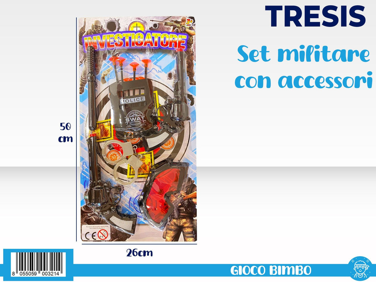 Set investigatore giocattolo con armi e accessori
