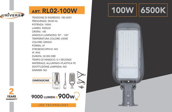 Lampione Stradale Universo – RL02-100W