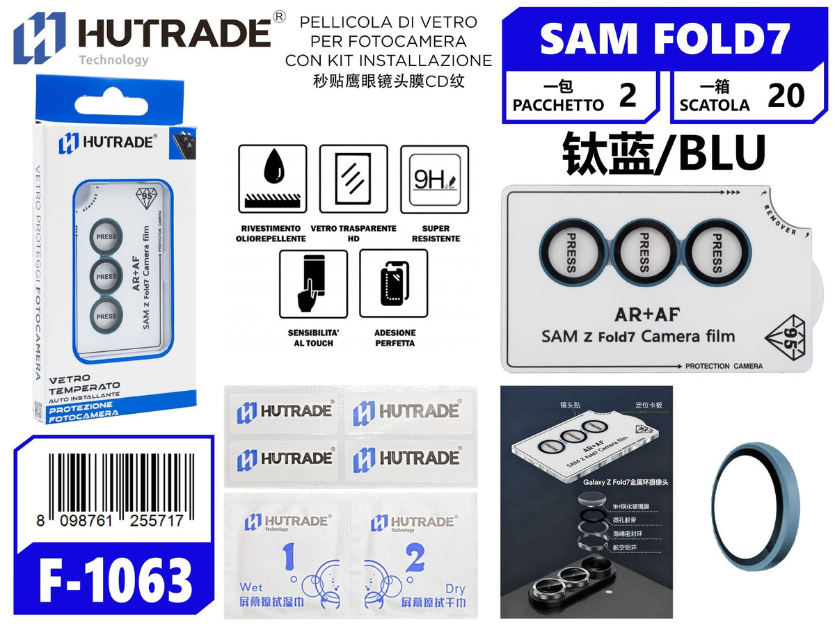 PELLICOLA DI VETRO PER FOTOCAMERA CON KIT INSTALLAZIONE SAM FOLD 7 BLU