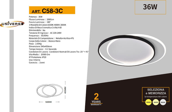 Lampada Da Soffitto Universo – C58-3C