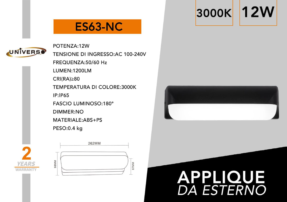 Applique Esterno Universo – ES63-NC