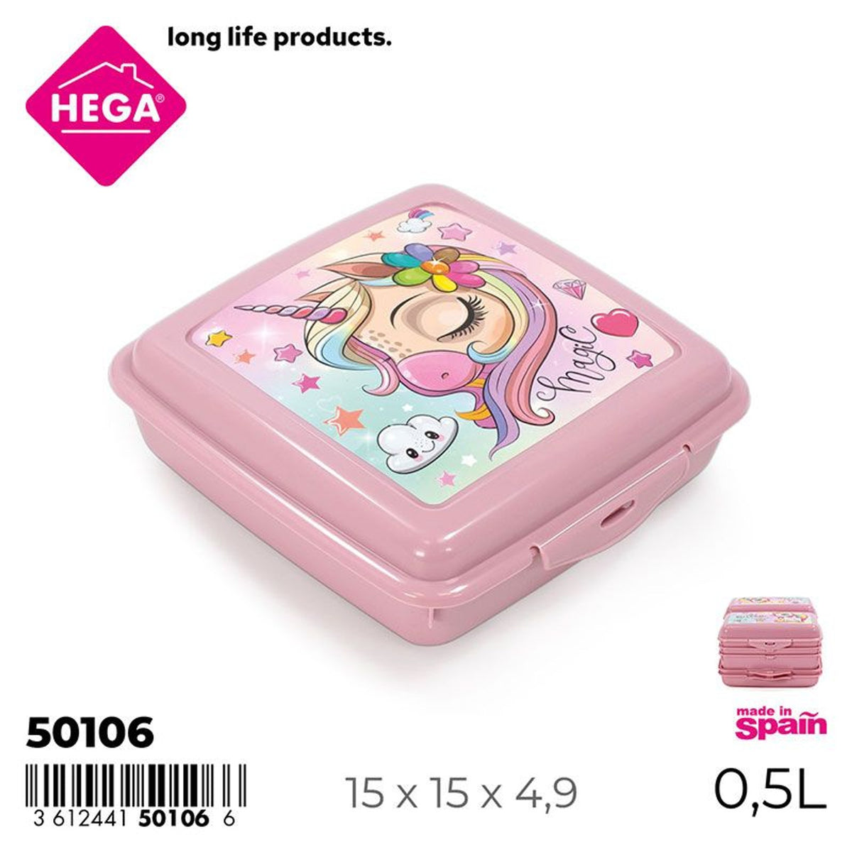 Astuccio sapporo quadrato plano iml unicorni magici 14,5 cm. rosa