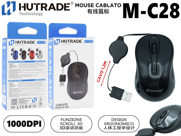 M-C28 MOUSE RETRATILE CON FILO
