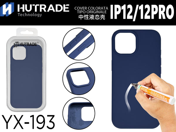 YX-193 COVER COLORATA IN GOMMA IP12/12PRO BLU SCURO
