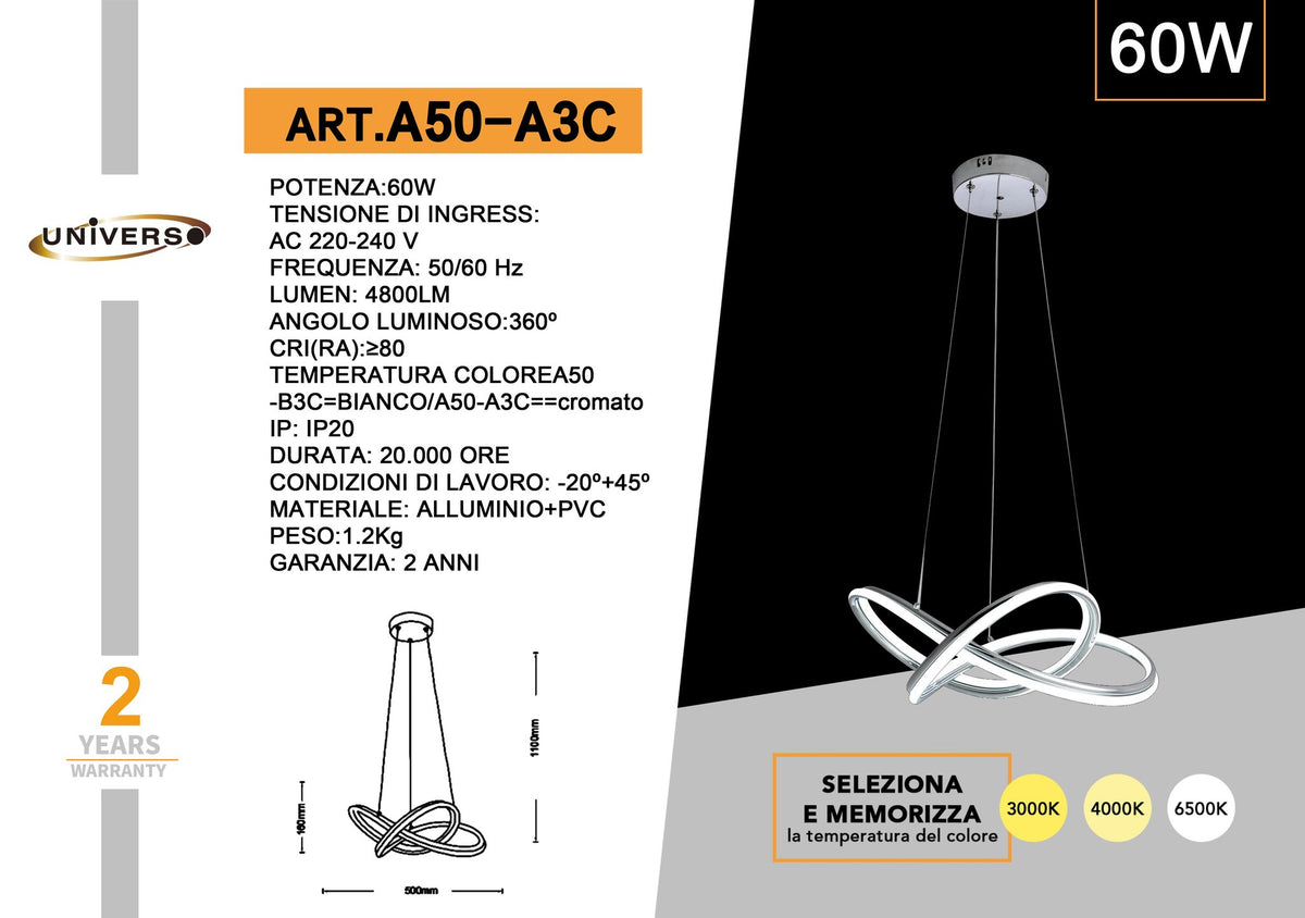 Lampadario Da Soffitto Universo – A50-A3C