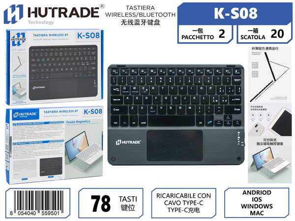 K-S08 TASTIERA WIRELESS/BLUETOOTH