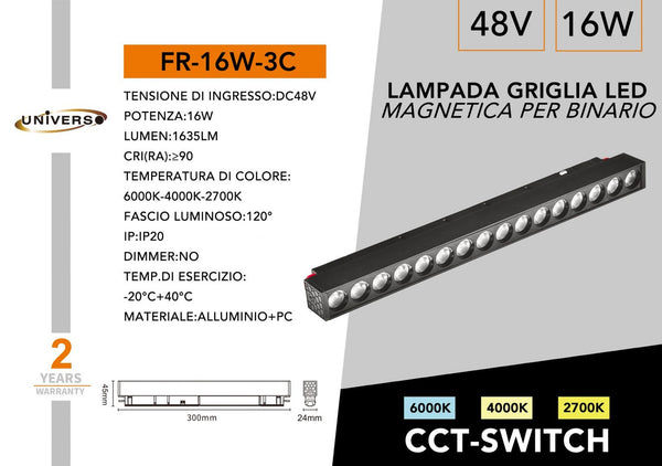 Lampada A Griglia LED Magnetico Universo – FR-16W-3C