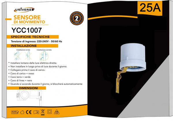 Sensore per impianti di illuminazione – YCC1007