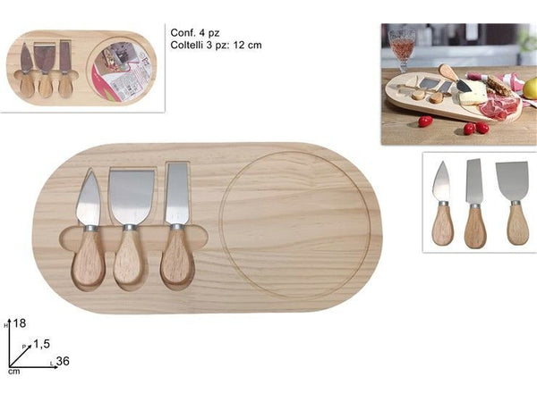Tagliere legno 36 × 18 con 3 coltellini dev24008181