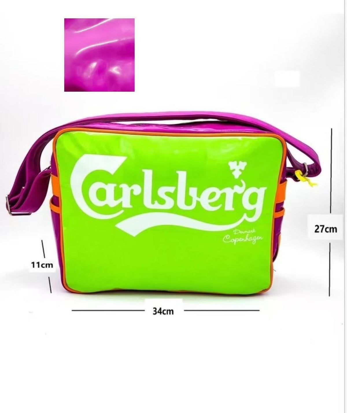 Carlsberg, borsa a tracolla verde e viola