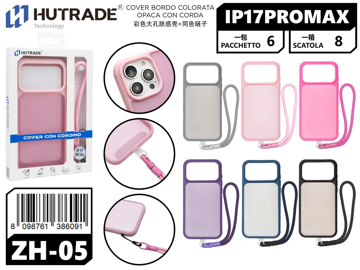 ZH-05 COVER BORDO COLORATA OPACA CON CORDA IP17PROMAX/IP18PROMAX