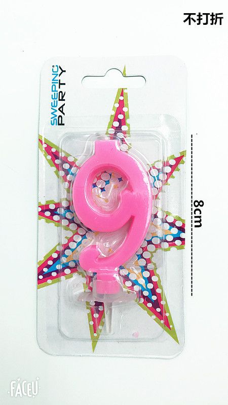 Candelina 9 cm Nr. 9 Colore Rosa