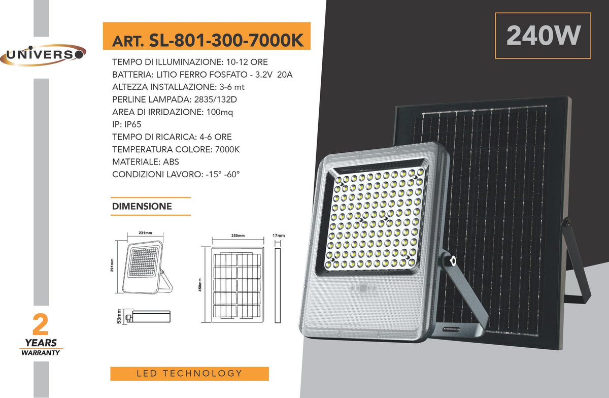 Faretto Solare Universo – SL-801-300-7000K