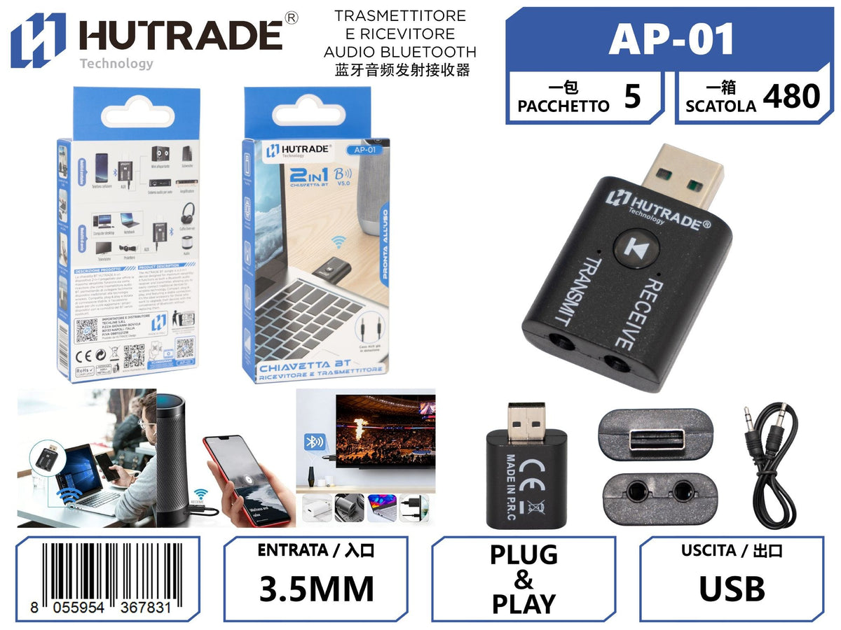 AP-01 TRASMETTITORE E RICEVITORE AUDIO BLUETOOTH