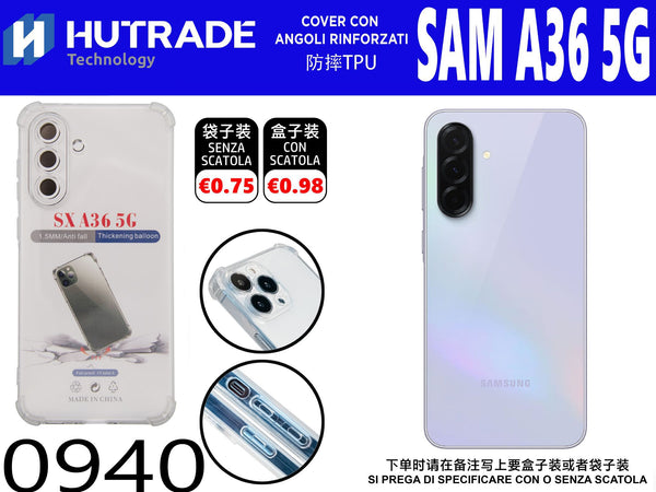 COVER TRASPARENTE CON BORDI ANTIURTO A36 5G – 0940 014349