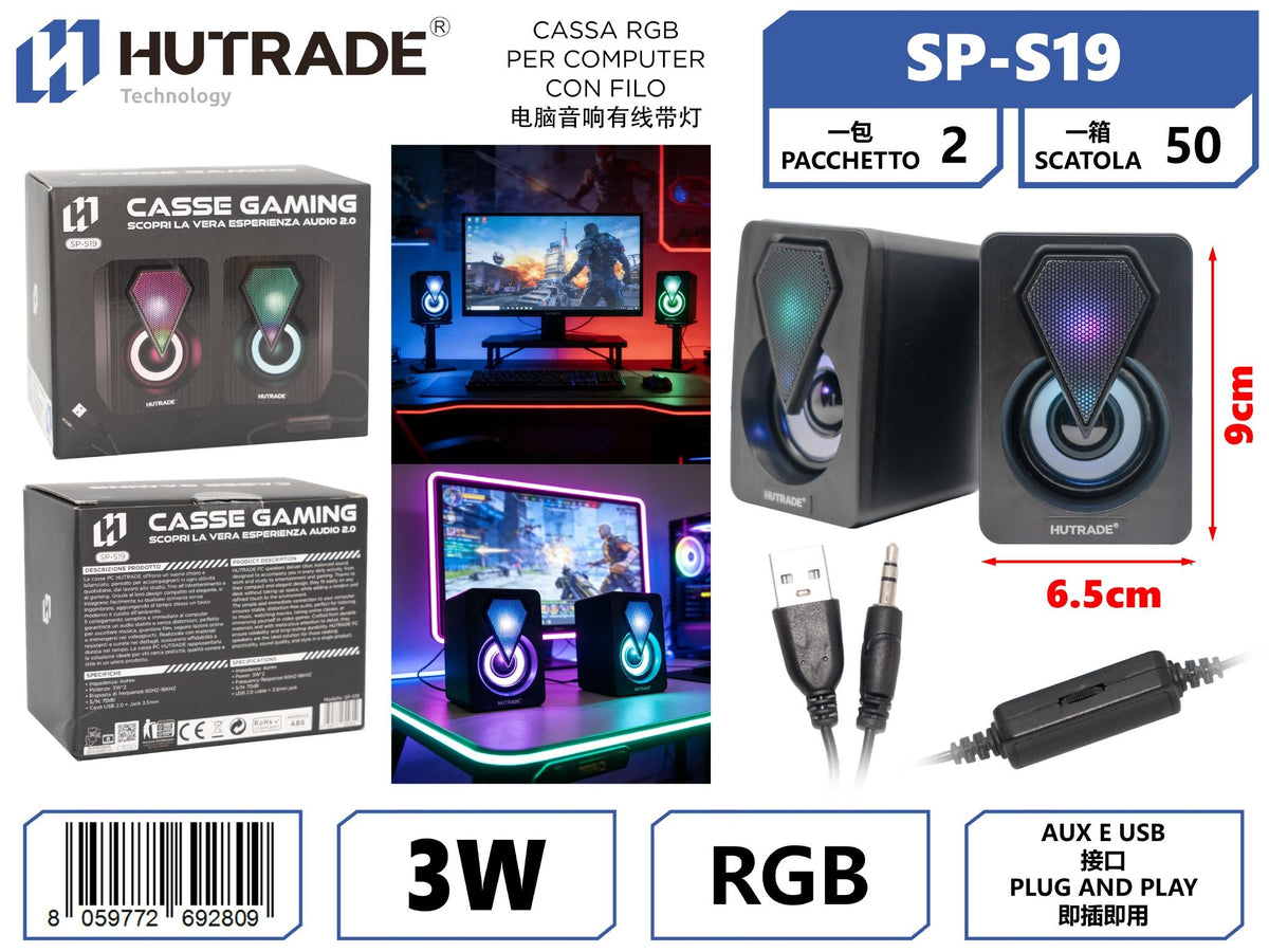 SP-S19 CASSA RGB PER COMPUTER CON FILO