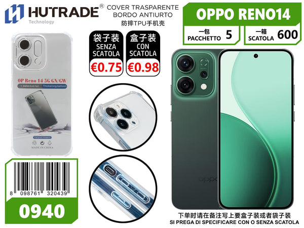COVER TRASPARENTE BORDO ANTIURTO OPPO RENO 14 – 0940 014391