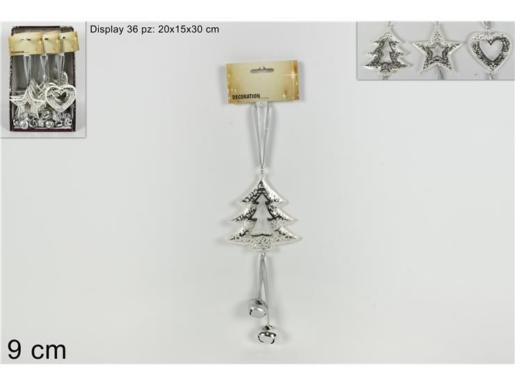 Appendino metallo c/campanelli 3ass.silver art.796192/193/194-s