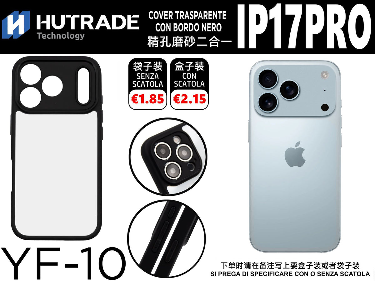 COVER TRASPARENTE CON BORDO NERO IP17 PRO – YF10 660032