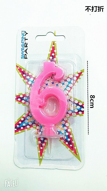 Candelina 9 cm Nr.6 Colore Rosa