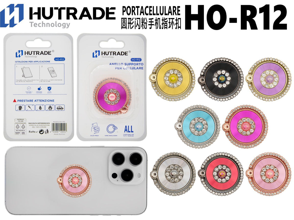 HO-R12 SUPPORTO ANELLO ROTONDO BRILLANTINATA PER CELLULARE