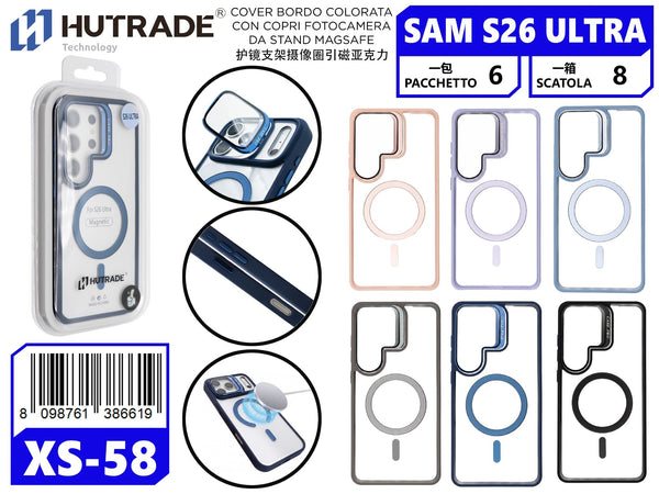 XS-58 COVER BORDO COLORATA CON COPRI FOTOCAMERA DA STAND MAGSAFE SAM S26 ULTRA